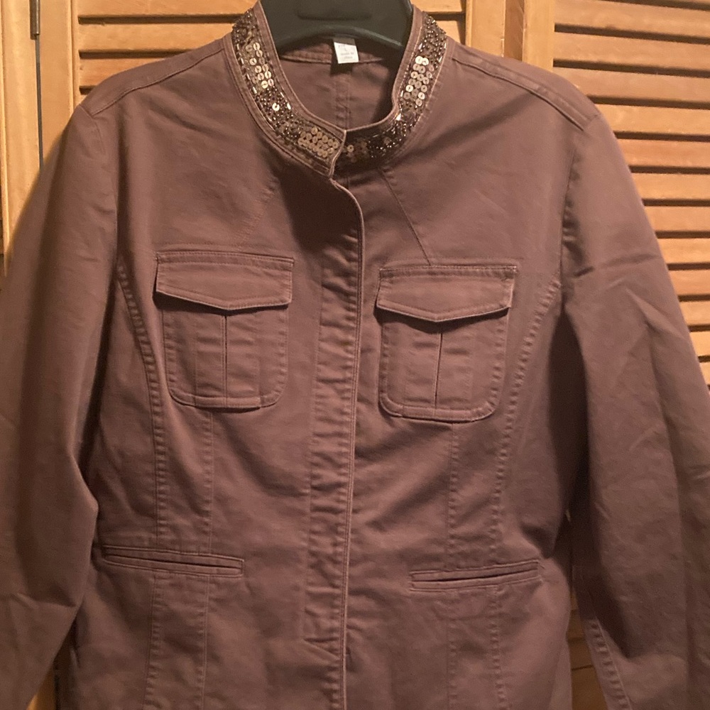 Apt. 9 Brown Jacket With Sequins Embellished Coll… - image 3